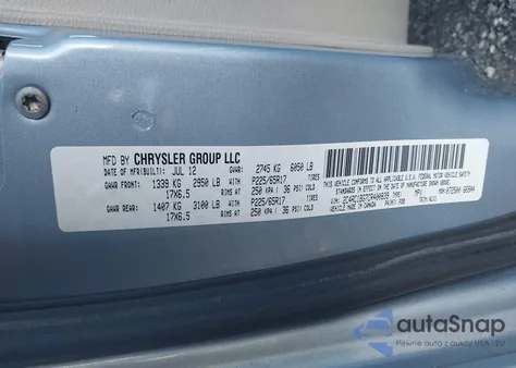 2012 Chrysler Town & Country Touring z USA, uszkodzony, nr VIN 2C4RC1BG7CR400839